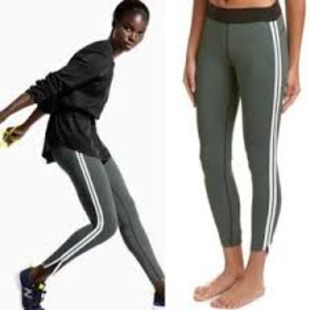 Athleta X Derek Lam 10C Parallel Green Zipper Leggings Women's Size Medium